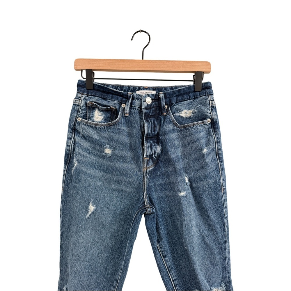 Good American Good Boy Blue Straight Leg Jeans - Picture 2 of 11